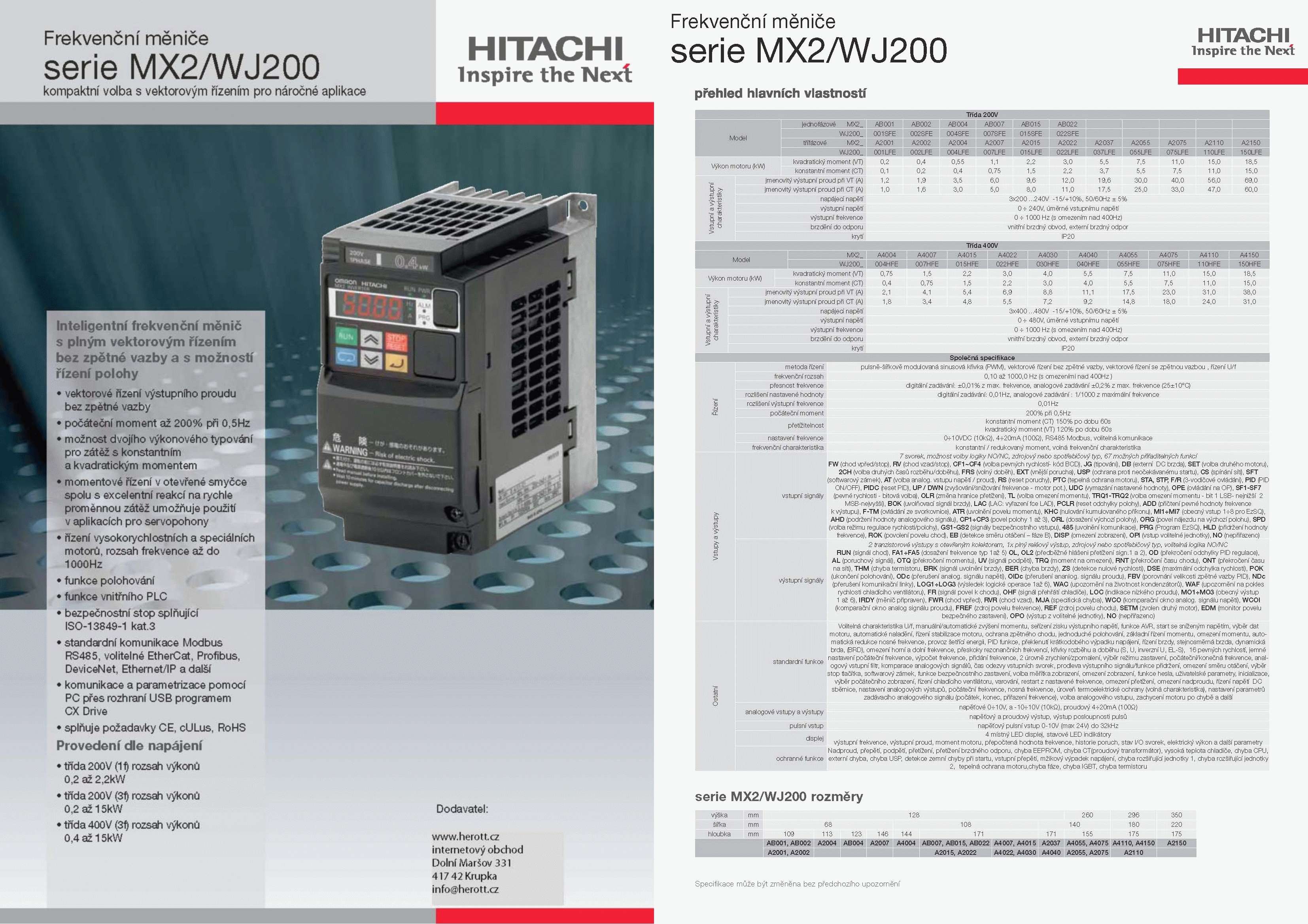 OMRON MX2, měnič frekvence 15.0kW, typ MX2-A4150-E