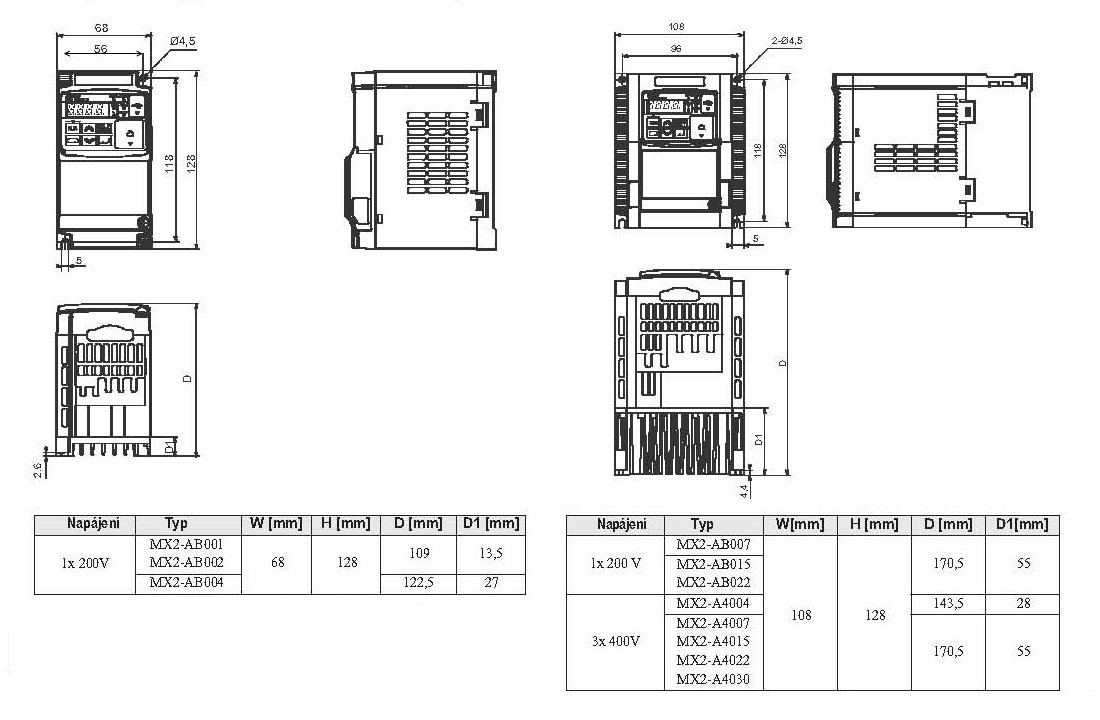 OMRON MX2, měnič frekvence 3.0kW, typ MX2-A4030-E