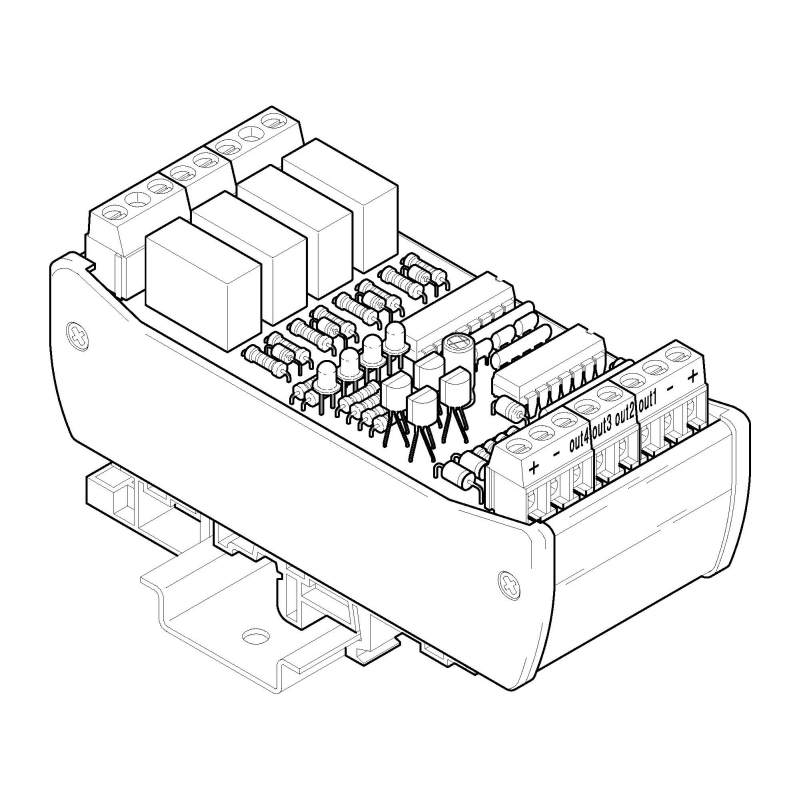 OB4-230-42, 4 x oddělení obvodů z 250V~ na 24V=