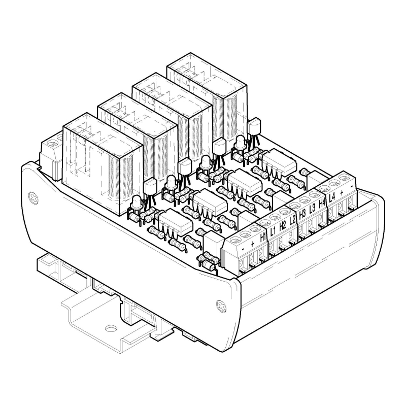 R4-24-21, 4 x relé aktivní 1P, 250V~ / 5A