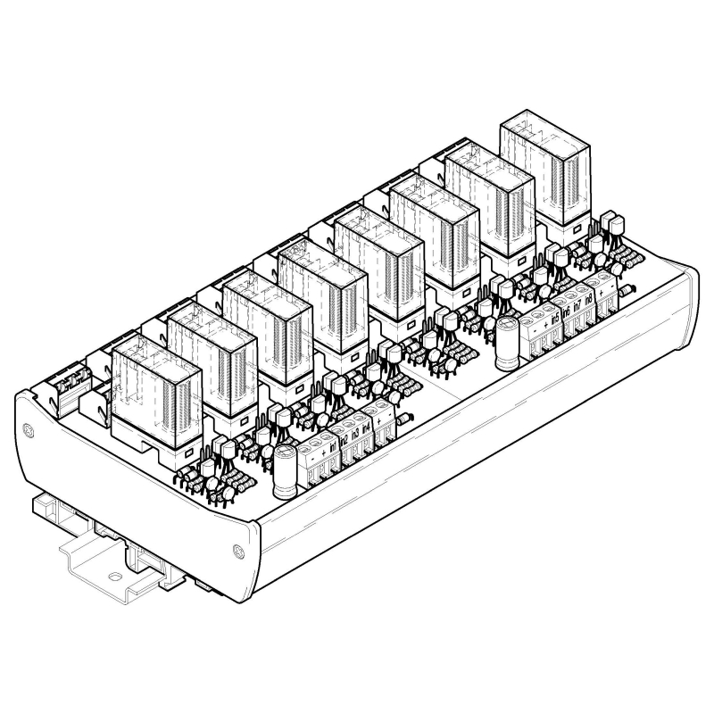 R8-24-25, 8 x relé v patici, aktivní 2P, 250V~ / 5A