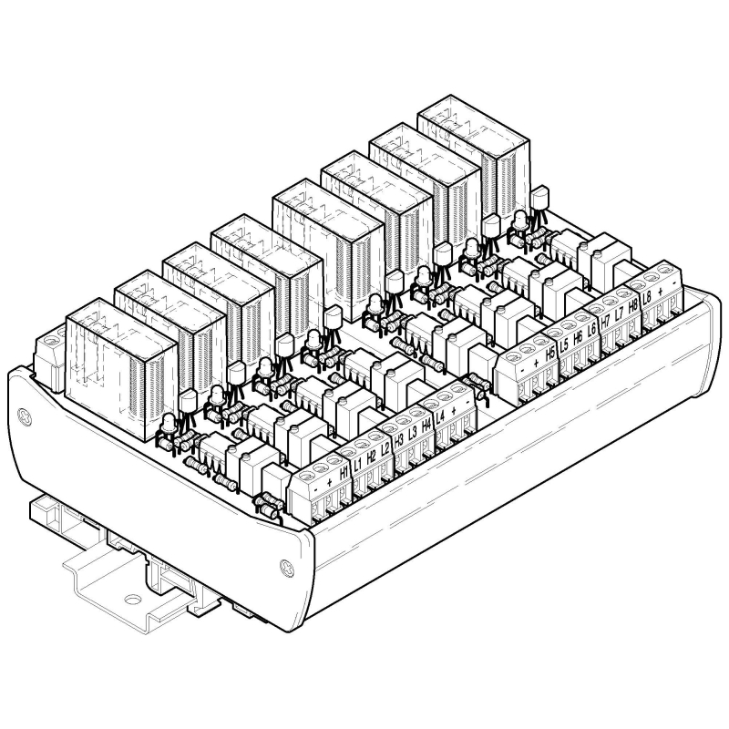 RA8-12-21, 8 x relé aktivní 1P, 250V~ / 5A