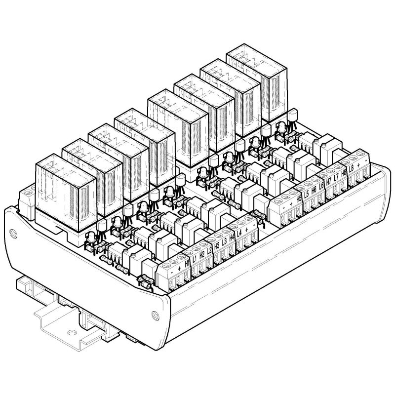 RA8-24-24, 8x relé v patici aktivní 1P, 250V~ / 5A