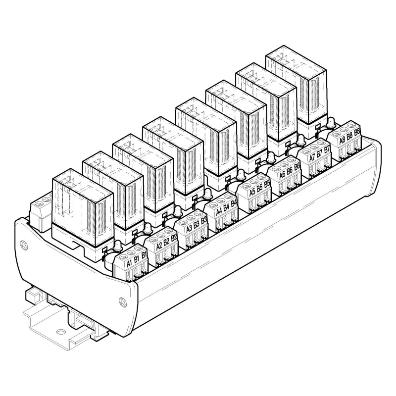 RF8-24-34, 8x relé v patici, cívka 24V~, 1P, 250V~ / 5A
