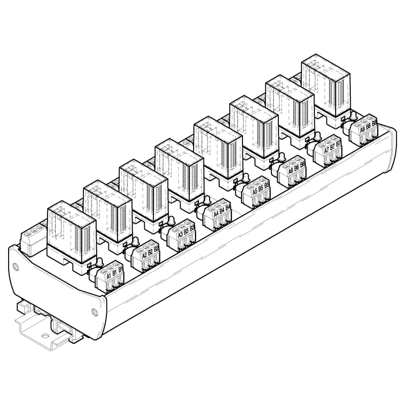 RF8-24-35, 8x relé v patici, cívka 24V~, 2P, 250V~ / 5A