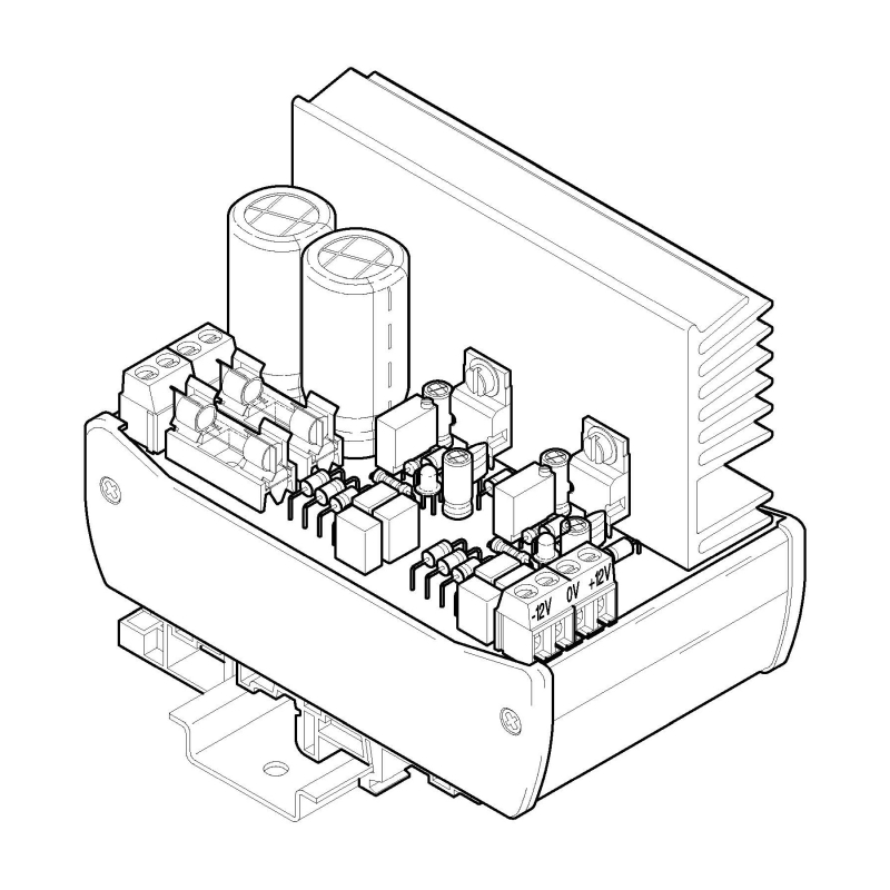 Y2-12-12-N, usměrňovač a stabilizátor ±12V / 0.7A