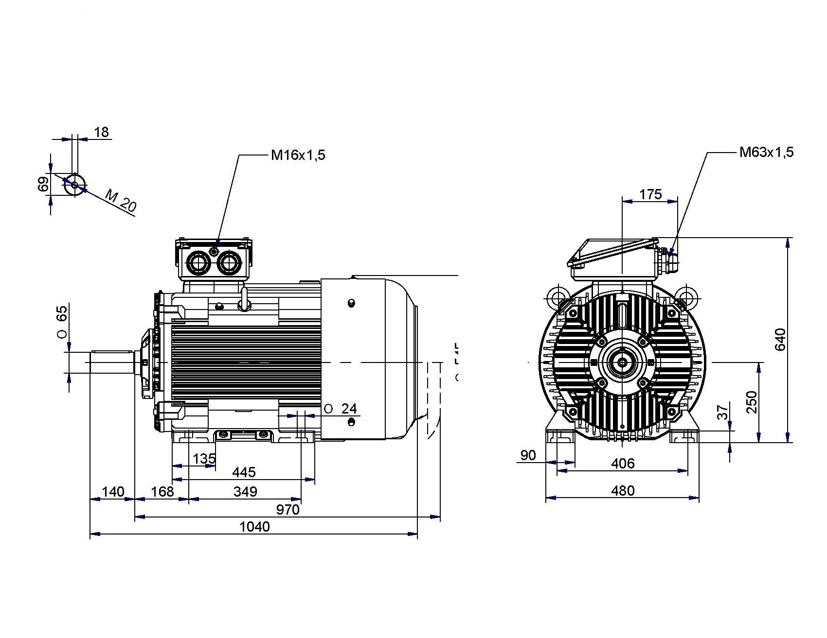 2SIE 250 M4 B3, elektromotor 55kW, 1482 ot./min.